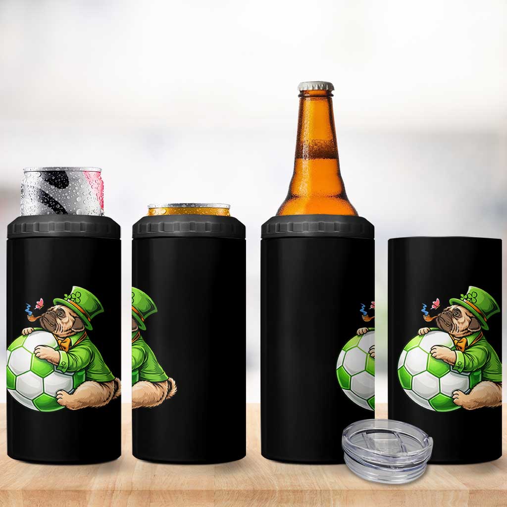 Lucky Pug Soccer Lover 4 in 1 Can Cooler Tumbler St Paddys Day Irish Football Gift