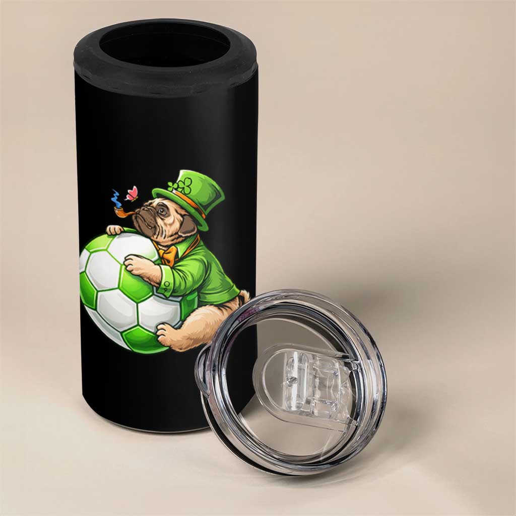 Lucky Pug Soccer Lover 4 in 1 Can Cooler Tumbler St Paddys Day Irish Football Gift