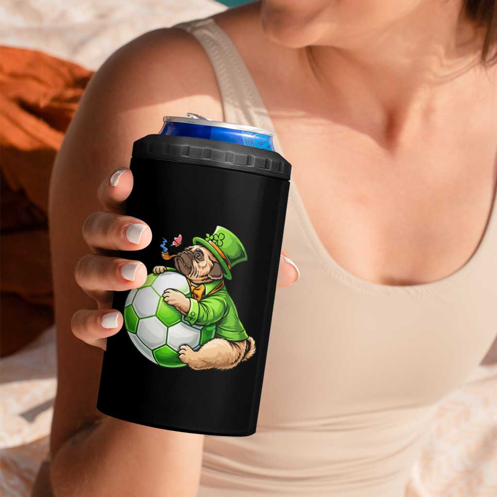 Lucky Pug Soccer Lover 4 in 1 Can Cooler Tumbler St Paddys Day Irish Football Gift