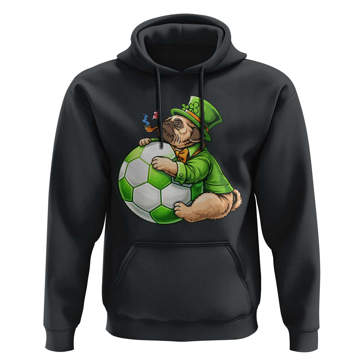 Lucky Pug Soccer Lover Hoodie St Paddys Day Irish Football Gift