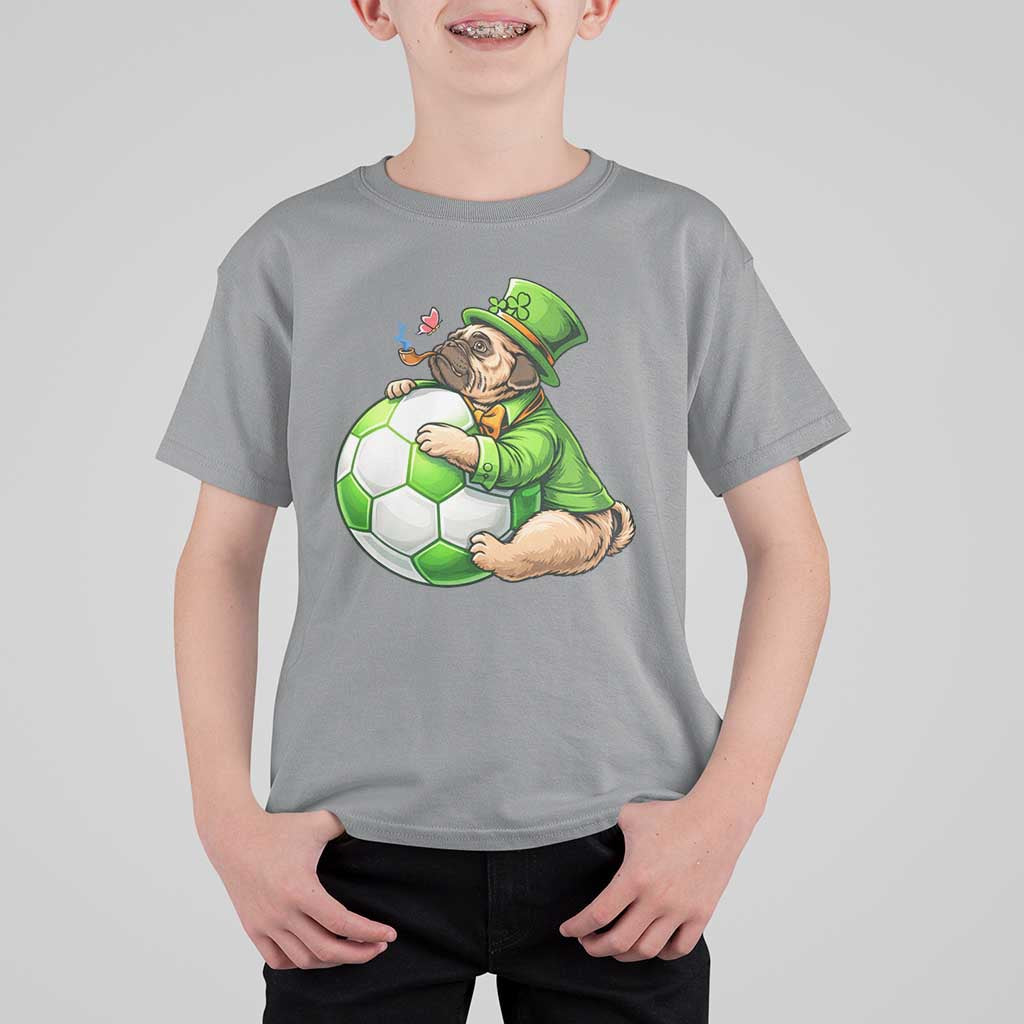 Lucky Pug Soccer Lover T Shirt For Kid St Paddys Day Irish Football Gift