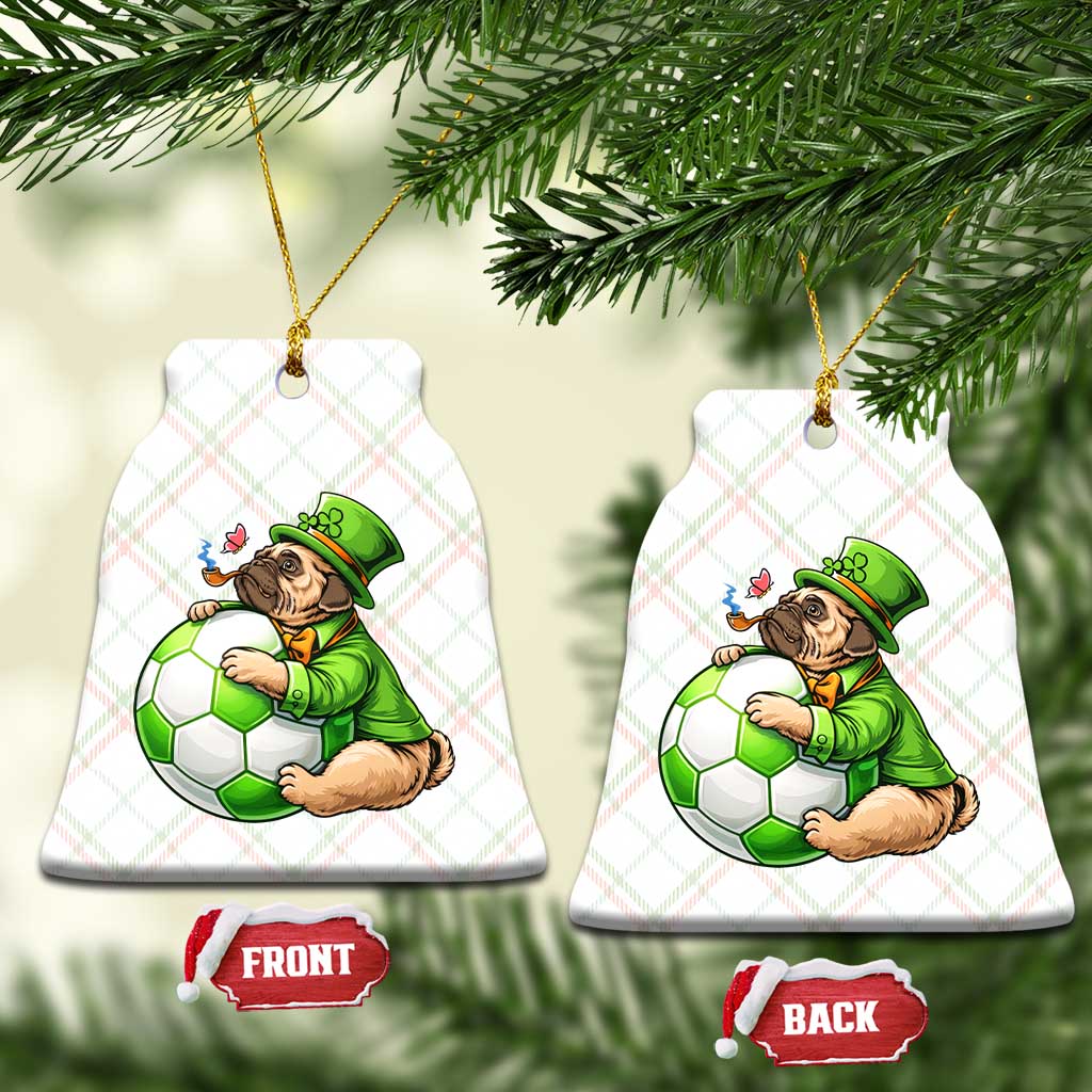 Lucky Pug Soccer Lover Ceramic Ornament St Paddys Day Irish Football Gift