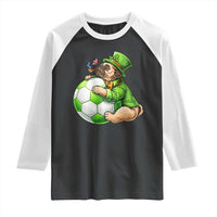 Lucky Pug Soccer Lover Raglan Shirt St Paddys Day Irish Football Gift