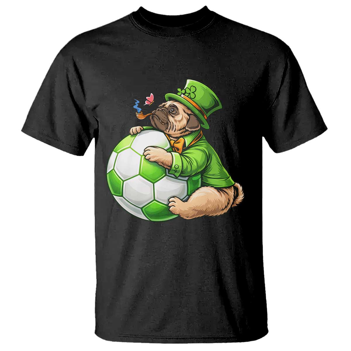 Lucky Pug Soccer Lover T Shirt St Paddys Day Irish Football Gift