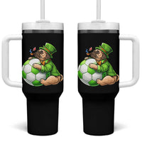 Lucky Pug Soccer Lover Tumbler With Handle St Paddys Day Irish Football Gift