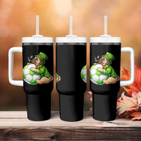 Lucky Pug Soccer Lover Tumbler With Handle St Paddys Day Irish Football Gift