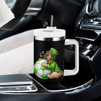 Lucky Pug Soccer Lover Tumbler With Handle St Paddys Day Irish Football Gift
