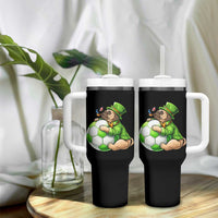 Lucky Pug Soccer Lover Tumbler With Handle St Paddys Day Irish Football Gift