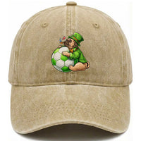 Lucky Pug Soccer Lover Washed Cotton Baseball Cap St Paddys Day Irish Football Gift