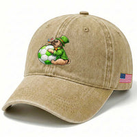 Lucky Pug Soccer Lover Washed Cotton Baseball Cap St Paddys Day Irish Football Gift