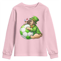 Lucky Pug Soccer Lover Youth Sweatshirt St Paddys Day Irish Football Gift
