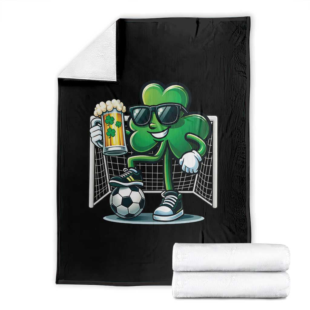Funny Irish Shamrock Dabbing Soccer Throw Blanket St Patricks Day