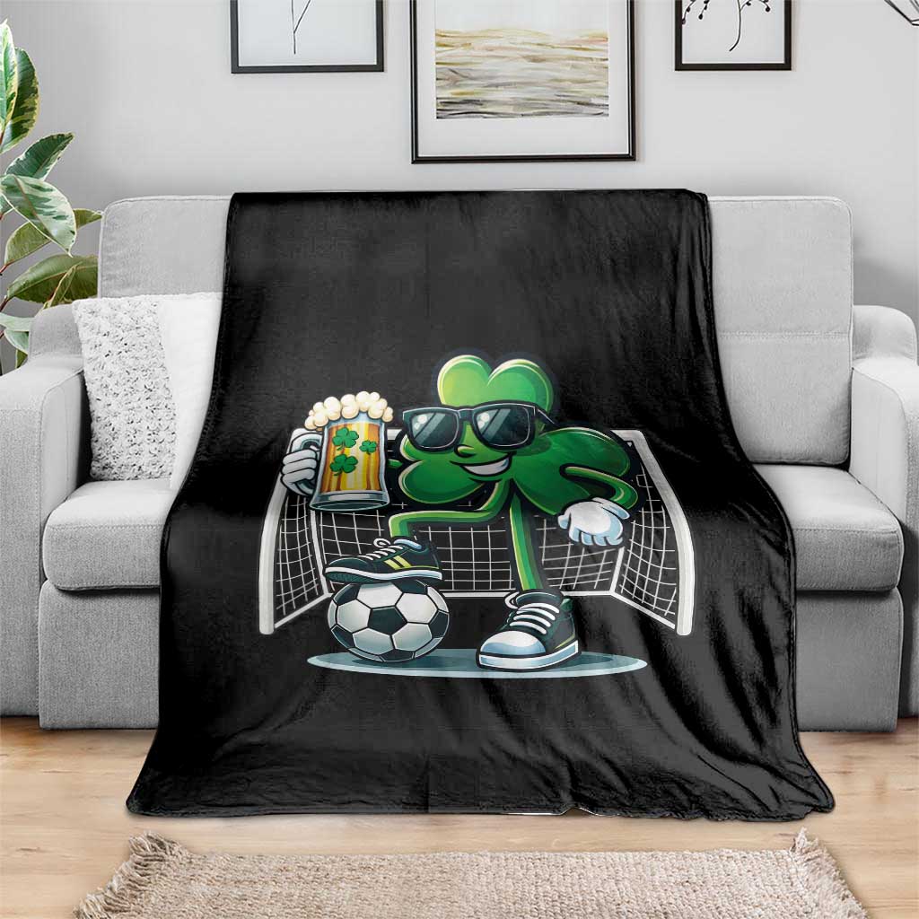 Funny Irish Shamrock Dabbing Soccer Throw Blanket St Patricks Day