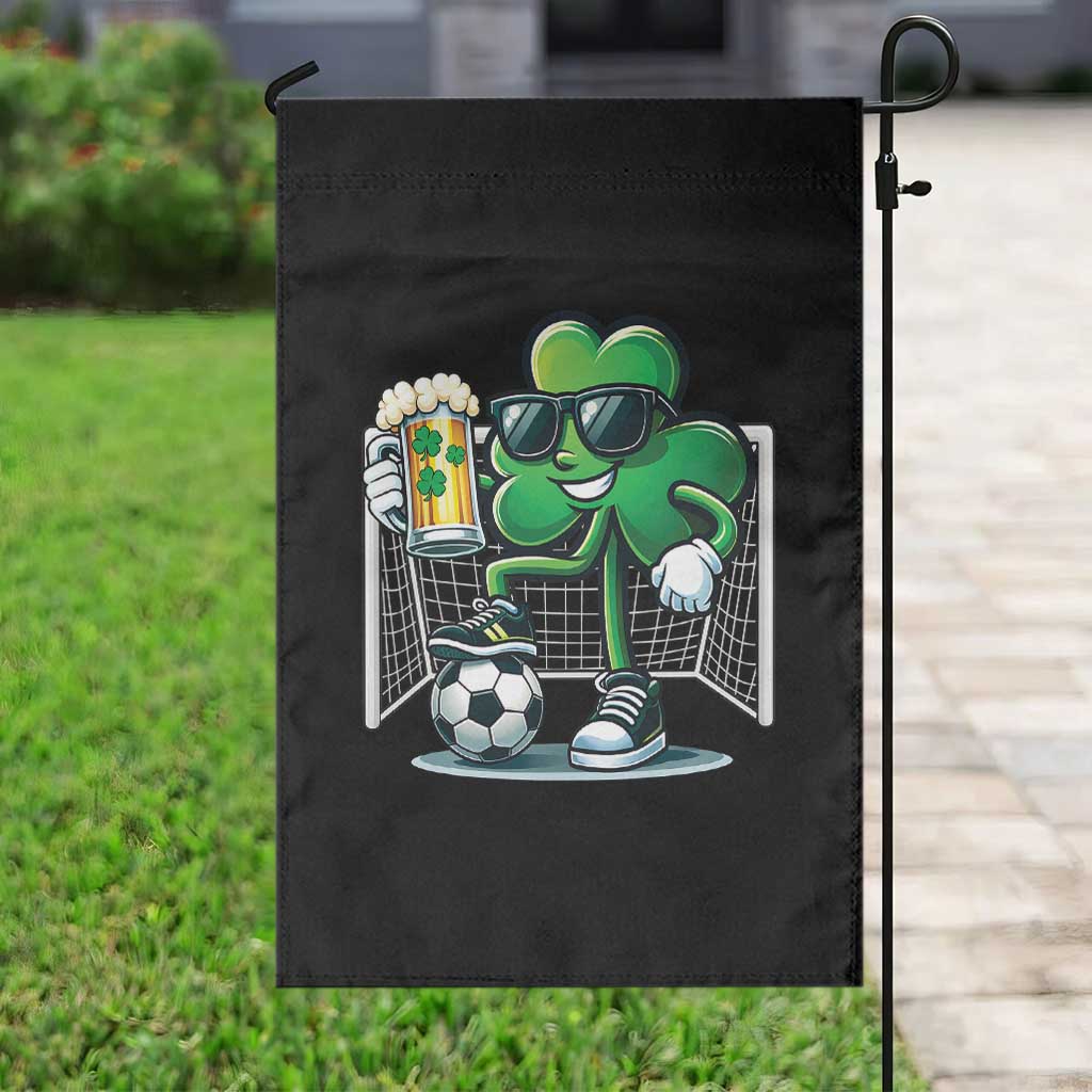 Funny Irish Shamrock Dabbing Soccer Garden Flag St Patricks Day