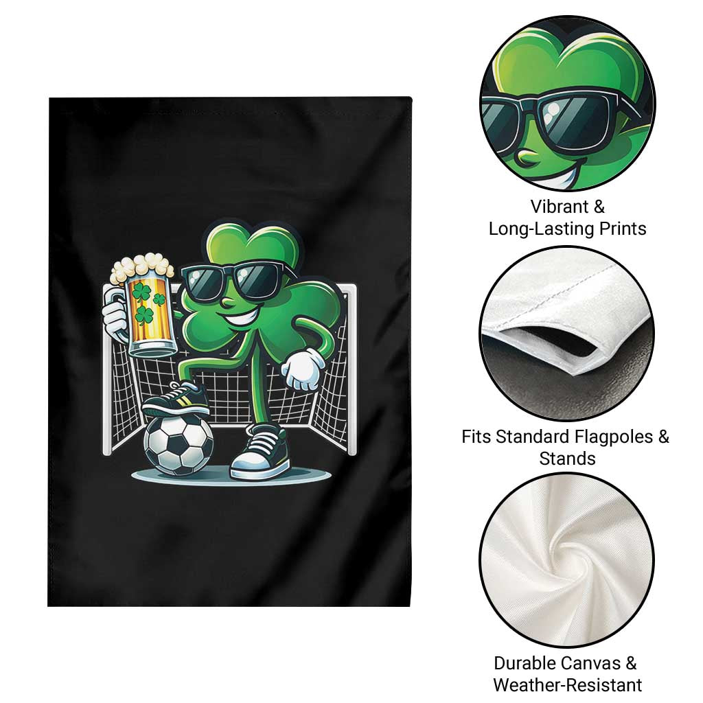 Funny Irish Shamrock Dabbing Soccer Garden Flag St Patricks Day