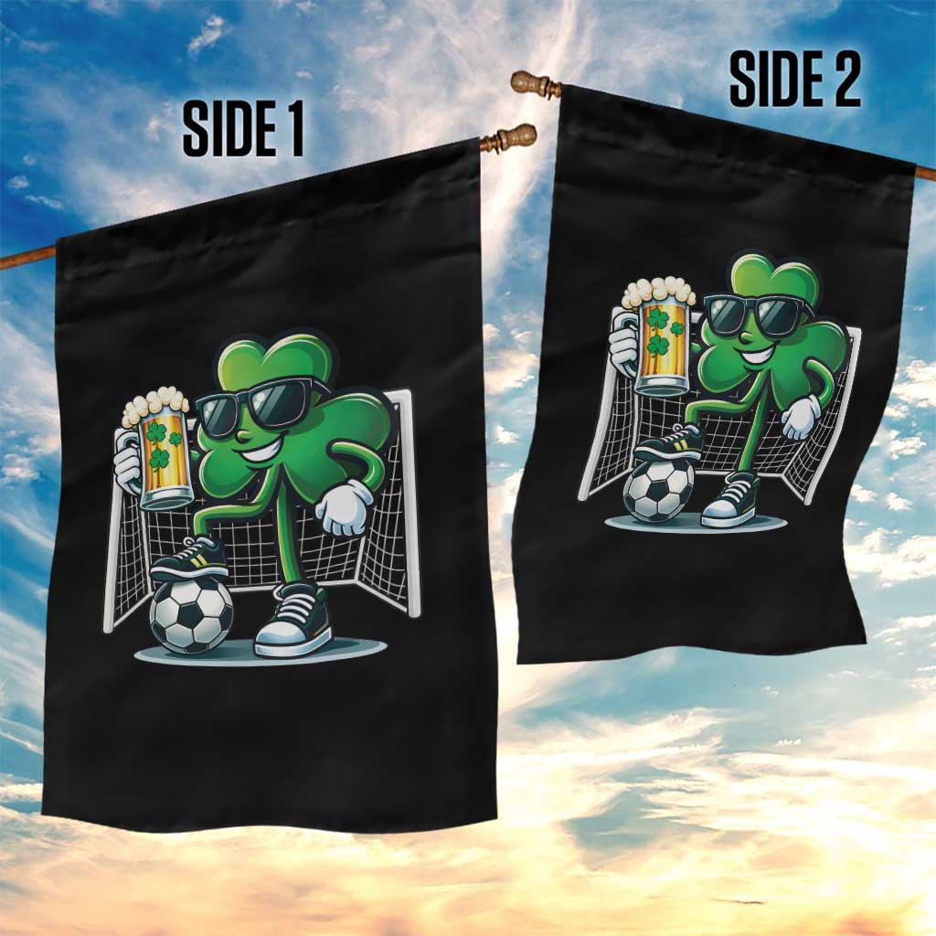 Funny Irish Shamrock Dabbing Soccer Garden Flag St Patricks Day