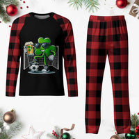 Funny Irish Shamrock Dabbing Soccer Plaid Pajama Set St Patricks Day