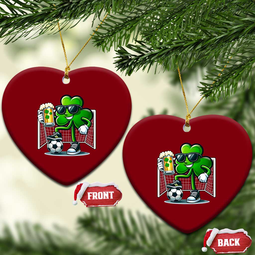 Funny Irish Shamrock Dabbing Soccer Ceramic Ornament St Patricks Day