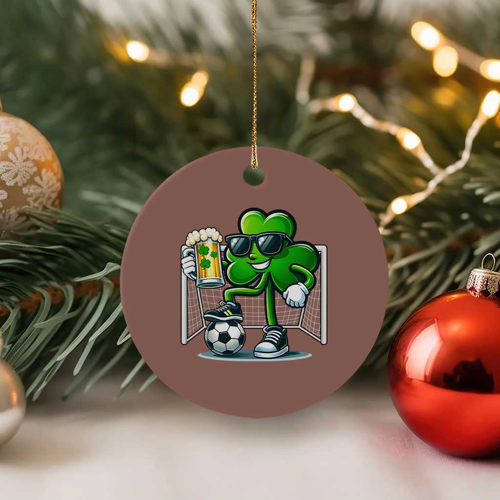 Funny Irish Shamrock Dabbing Soccer Ceramic Ornament St Patricks Day