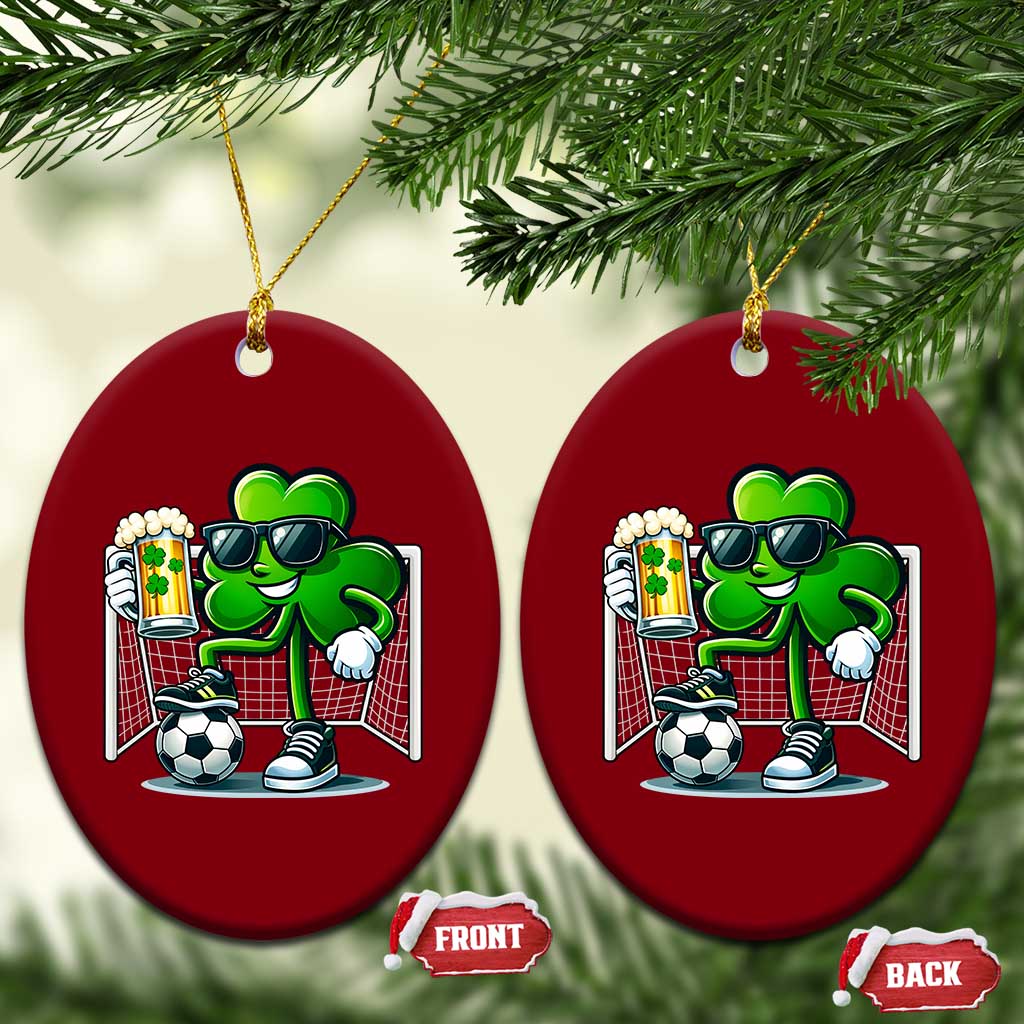 Funny Irish Shamrock Dabbing Soccer Ceramic Ornament St Patricks Day
