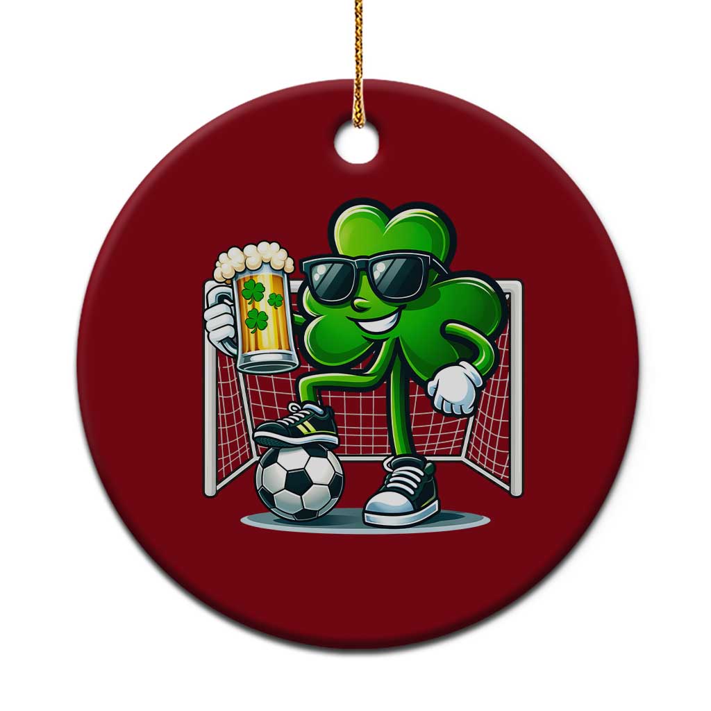 Funny Irish Shamrock Dabbing Soccer Ceramic Ornament St Patricks Day