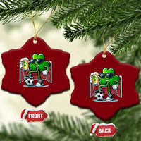 Funny Irish Shamrock Dabbing Soccer Ceramic Ornament St Patricks Day
