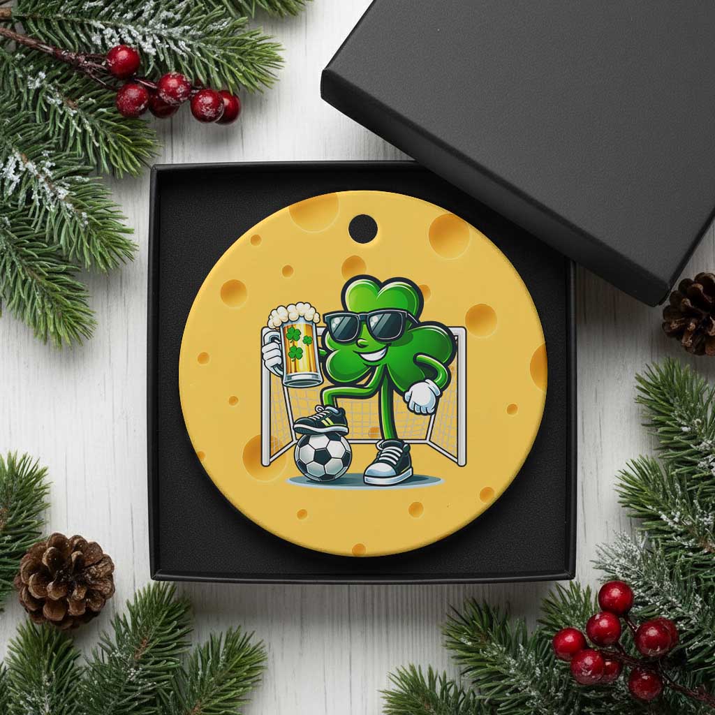 Funny Irish Shamrock Dabbing Soccer Ceramic Ornament St Patricks Day