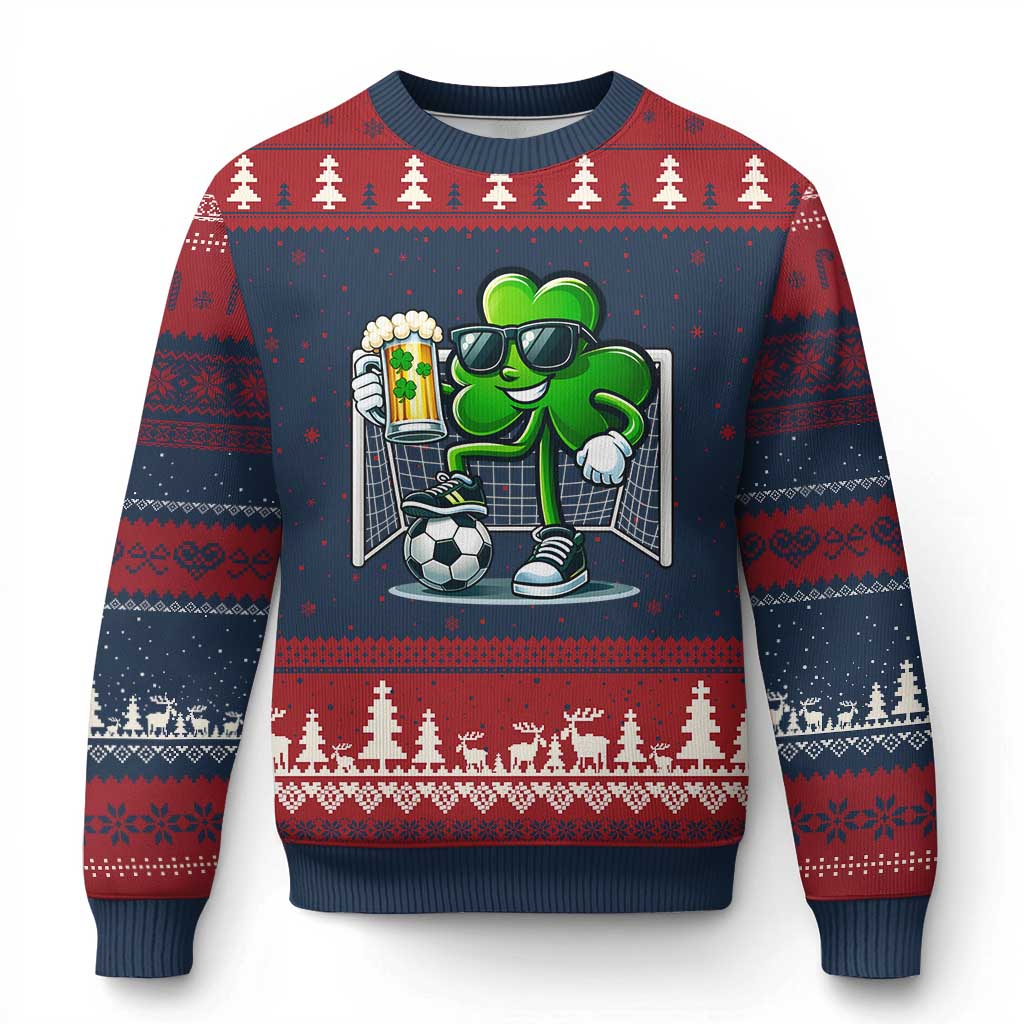 Funny Irish Shamrock Dabbing Soccer Ugly Christmas Sweater St Patricks Day