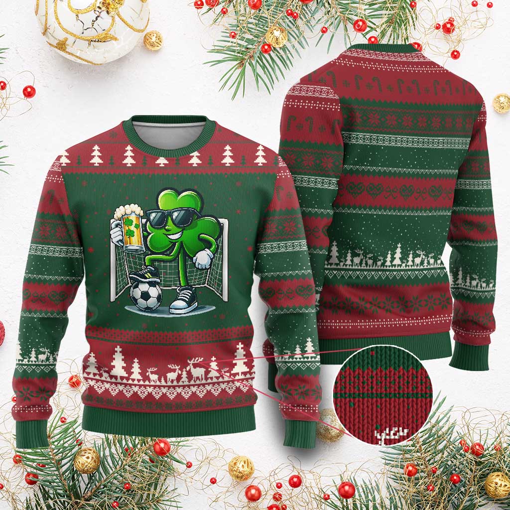 Funny Irish Shamrock Dabbing Soccer Ugly Christmas Sweater St Patricks Day