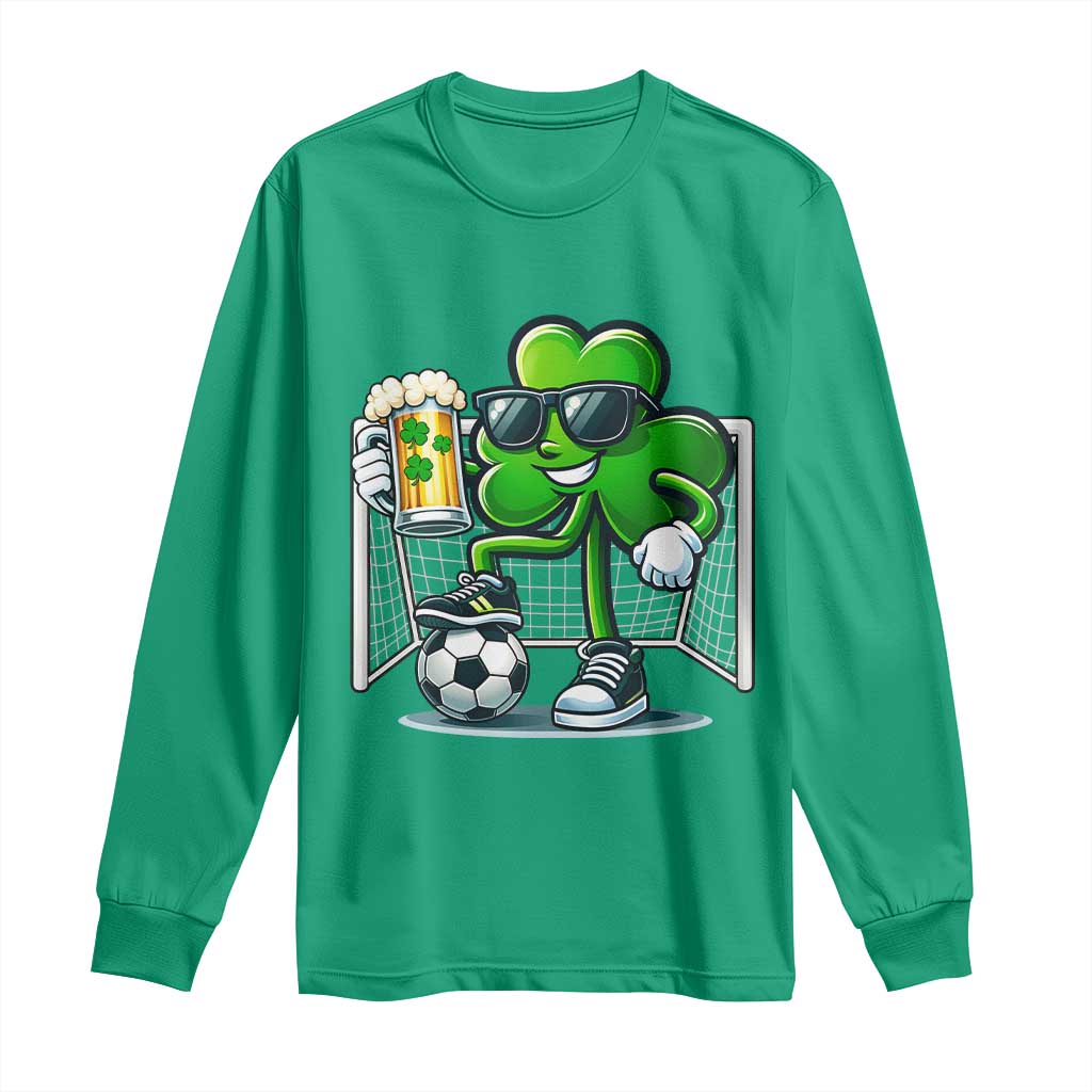 Funny Irish Shamrock Dabbing Soccer Long Sleeve Shirt St Patricks Day