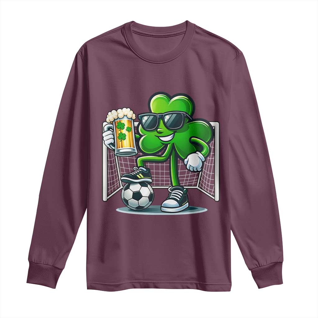 Funny Irish Shamrock Dabbing Soccer Long Sleeve Shirt St Patricks Day