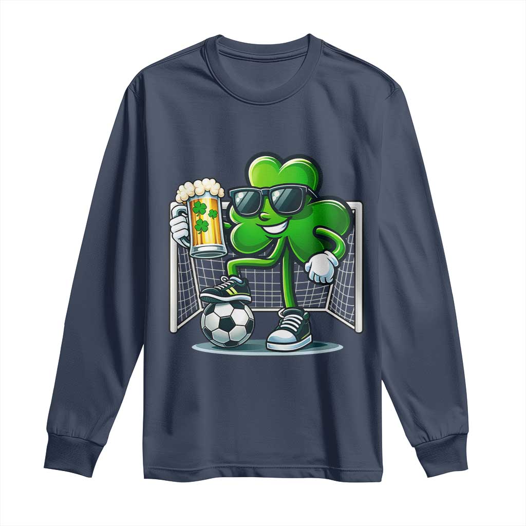 Funny Irish Shamrock Dabbing Soccer Long Sleeve Shirt St Patricks Day