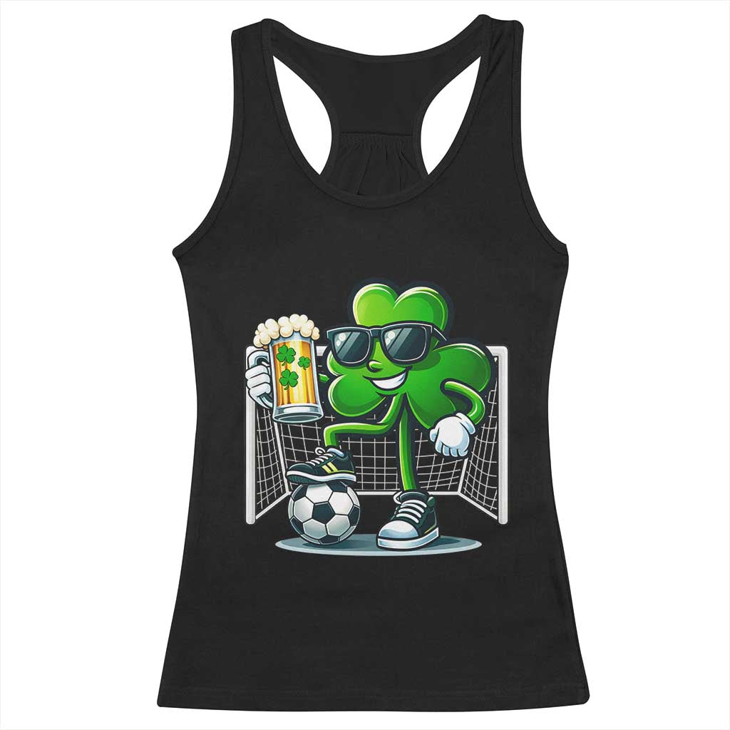 Funny Irish Shamrock Dabbing Soccer Racerback Tank Top St Patricks Day