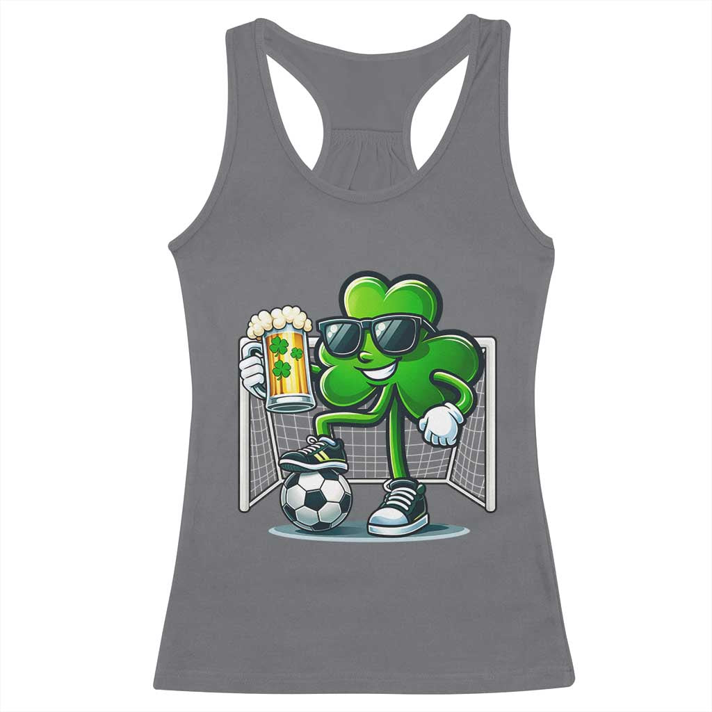 Funny Irish Shamrock Dabbing Soccer Racerback Tank Top St Patricks Day