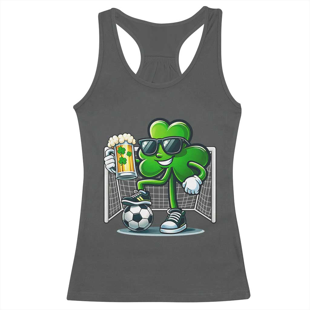 Funny Irish Shamrock Dabbing Soccer Racerback Tank Top St Patricks Day