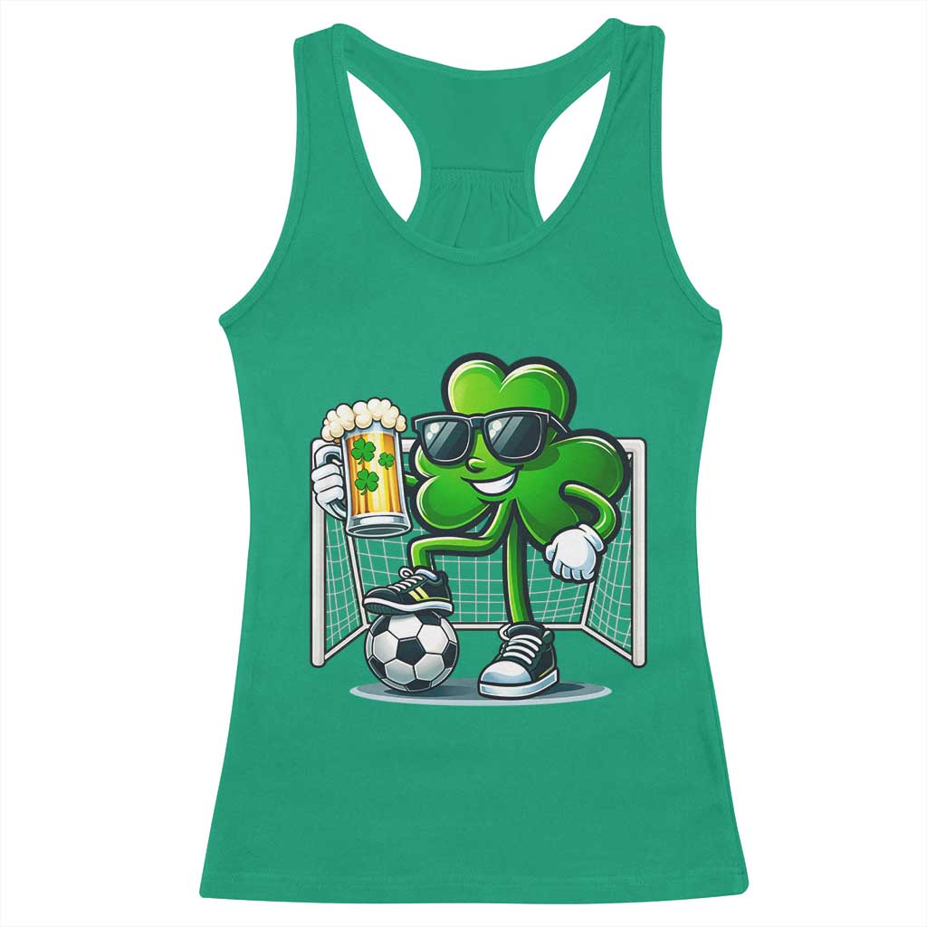 Funny Irish Shamrock Dabbing Soccer Racerback Tank Top St Patricks Day