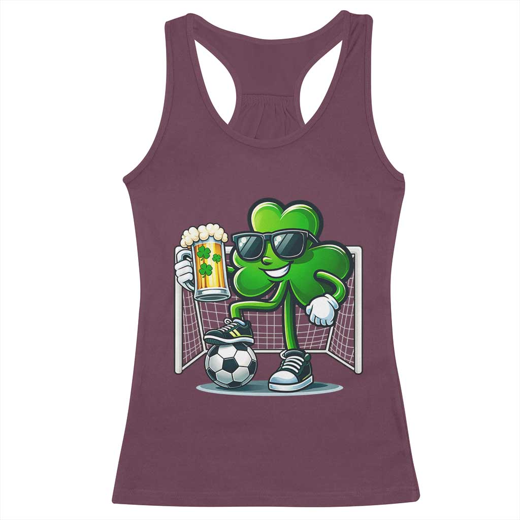 Funny Irish Shamrock Dabbing Soccer Racerback Tank Top St Patricks Day