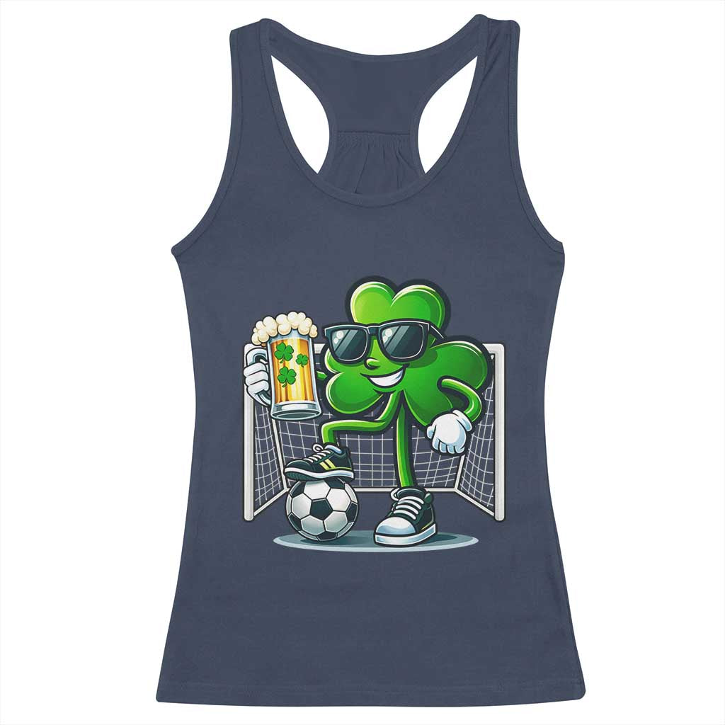 Funny Irish Shamrock Dabbing Soccer Racerback Tank Top St Patricks Day
