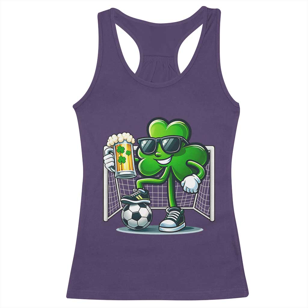 Funny Irish Shamrock Dabbing Soccer Racerback Tank Top St Patricks Day