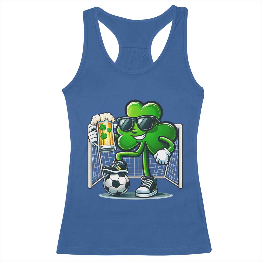 Funny Irish Shamrock Dabbing Soccer Racerback Tank Top St Patricks Day