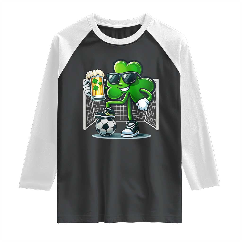 Funny Irish Shamrock Dabbing Soccer Raglan Shirt St Patricks Day