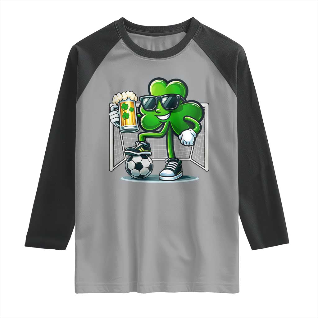 Funny Irish Shamrock Dabbing Soccer Raglan Shirt St Patricks Day