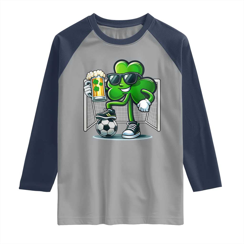 Funny Irish Shamrock Dabbing Soccer Raglan Shirt St Patricks Day