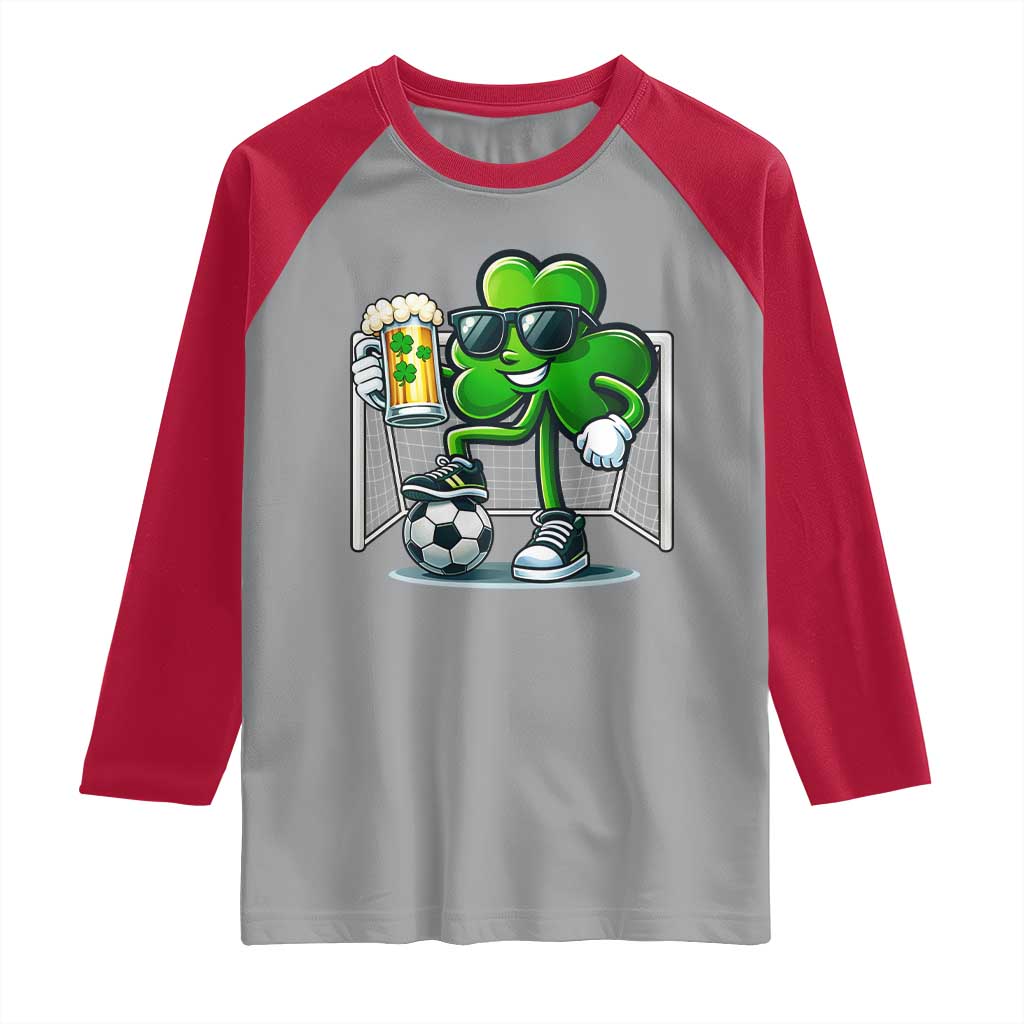 Funny Irish Shamrock Dabbing Soccer Raglan Shirt St Patricks Day