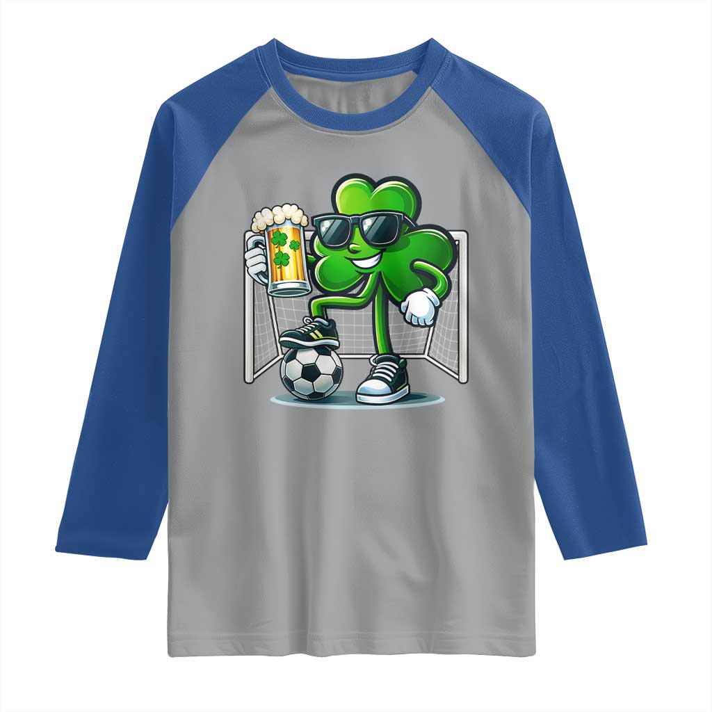 Funny Irish Shamrock Dabbing Soccer Raglan Shirt St Patricks Day