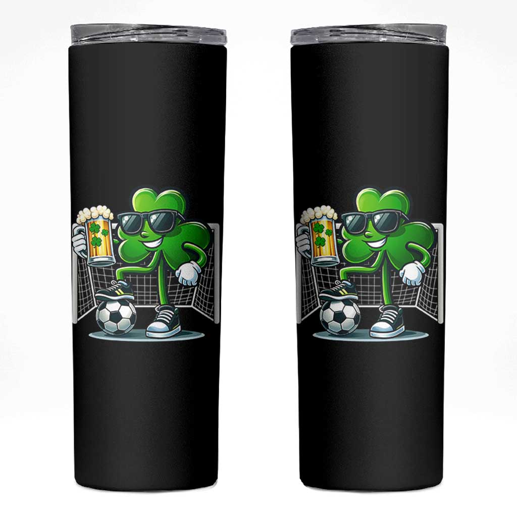 Funny Irish Shamrock Dabbing Soccer Skinny Tumbler St Patricks Day