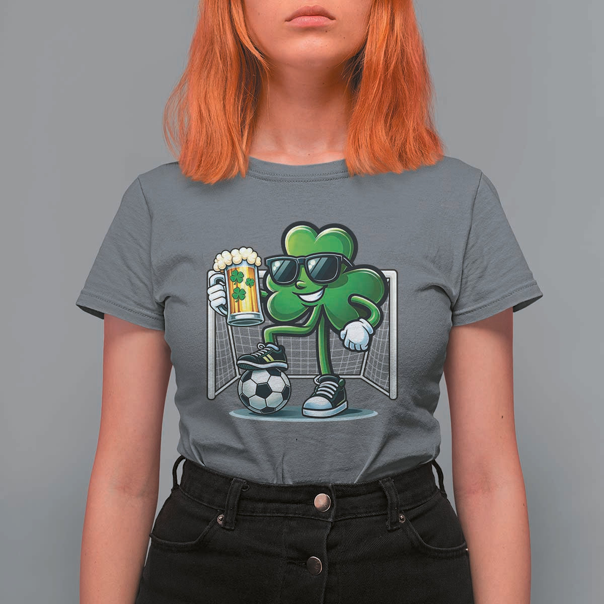 Funny Irish Shamrock Dabbing Soccer T Shirt For Women St Patricks Day