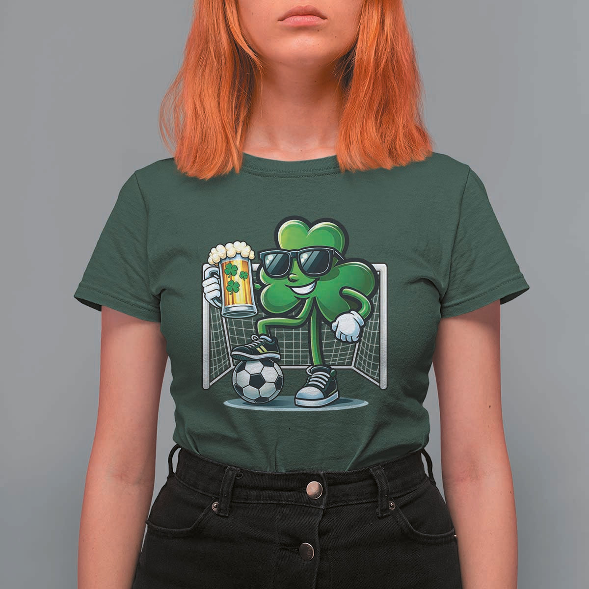 Funny Irish Shamrock Dabbing Soccer T Shirt For Women St Patricks Day