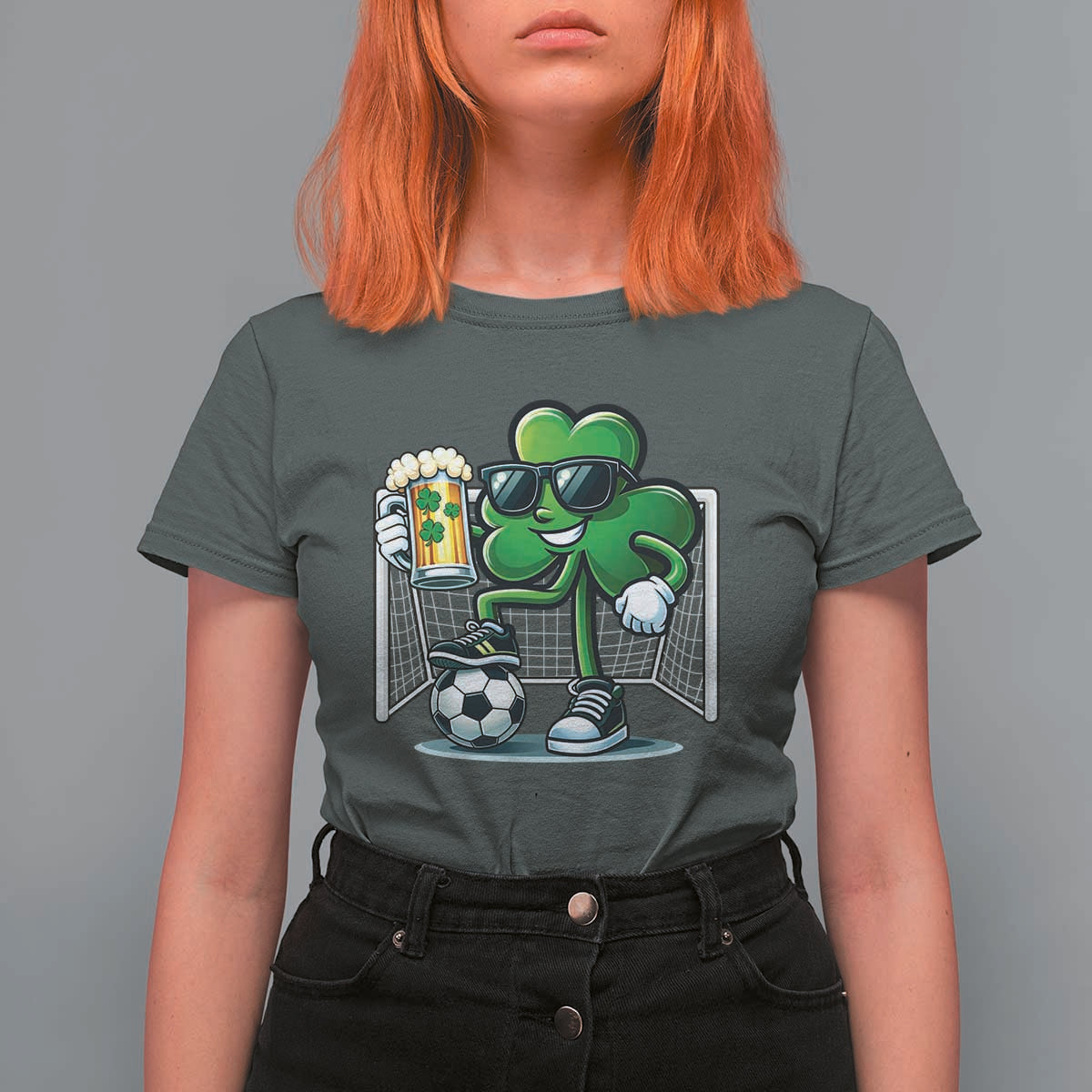 Funny Irish Shamrock Dabbing Soccer T Shirt For Women St Patricks Day