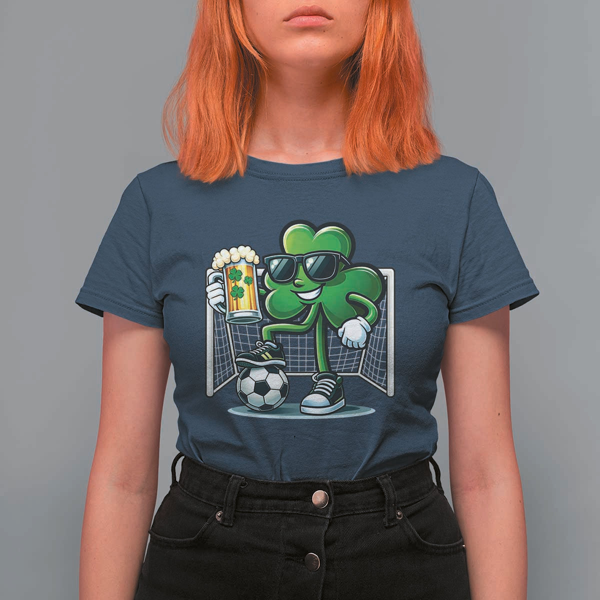 Funny Irish Shamrock Dabbing Soccer T Shirt For Women St Patricks Day